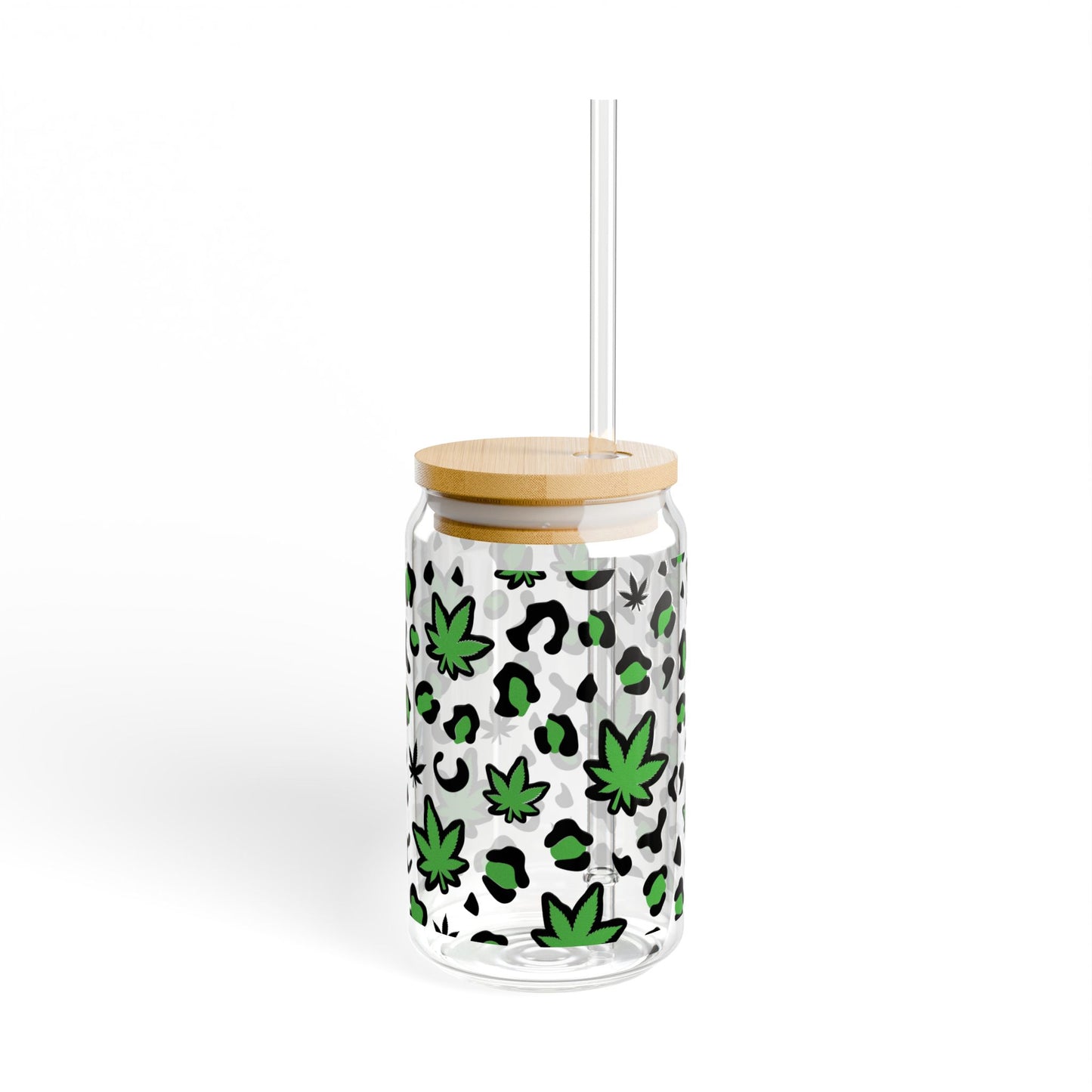 Cannabis Print Sipper Glass, 16oz - Friendly Drinkware, Perfect for Parties, Gifts, Outdoor Adventures, and Celebrations