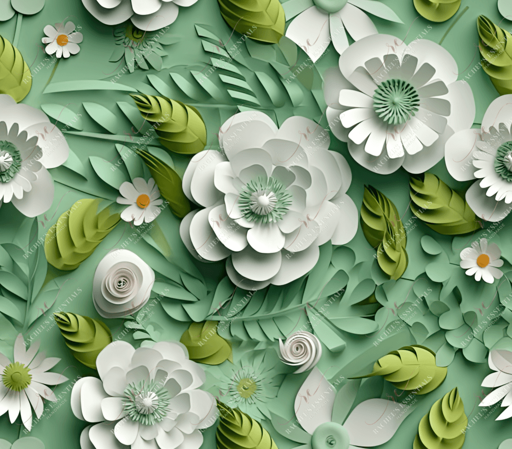 3d green floral - ready to press sublimation transfer print