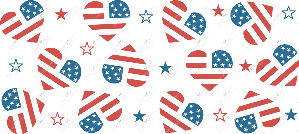 4Th Of July Hearts - 16Oz Vinyl Libbey Wrap