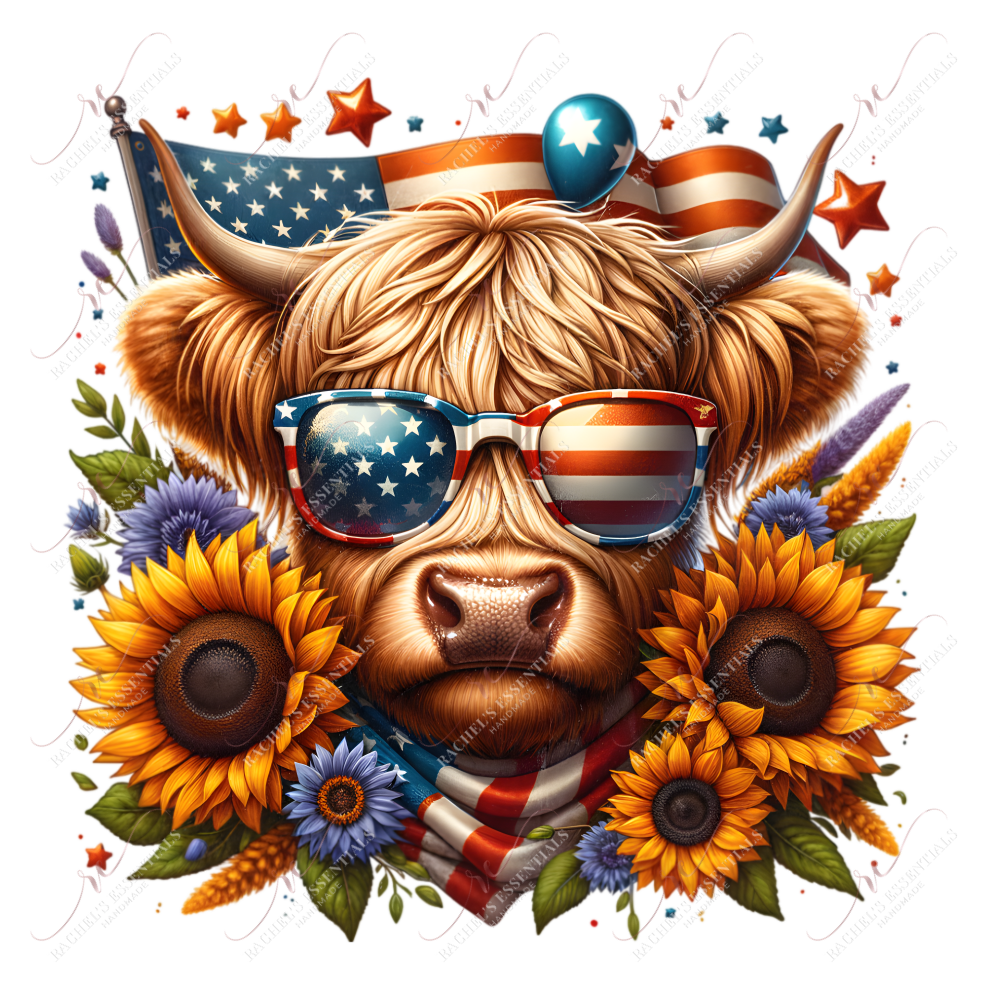 4Th Of July Highland - Ready To Press Sublimation Transfer Print Sublimation