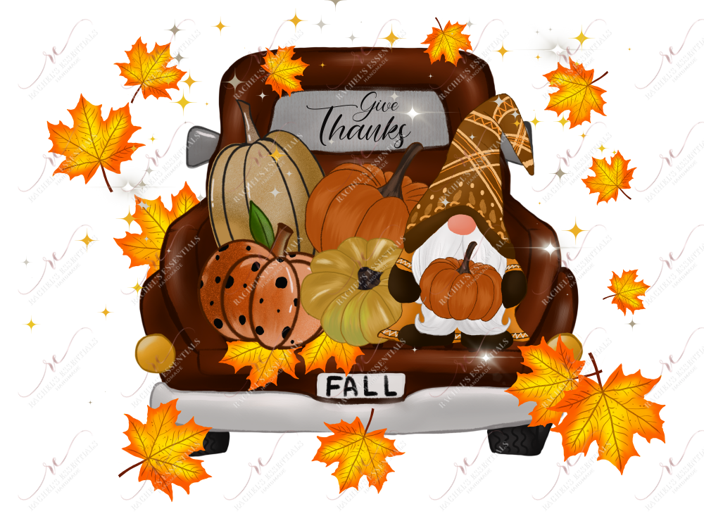 Autumn Gnomes With Truck - Ready To Press Sublimation Transfer Print Sublimation