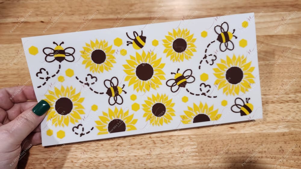 Bees And Sunflowers Uv Dtf Wrap