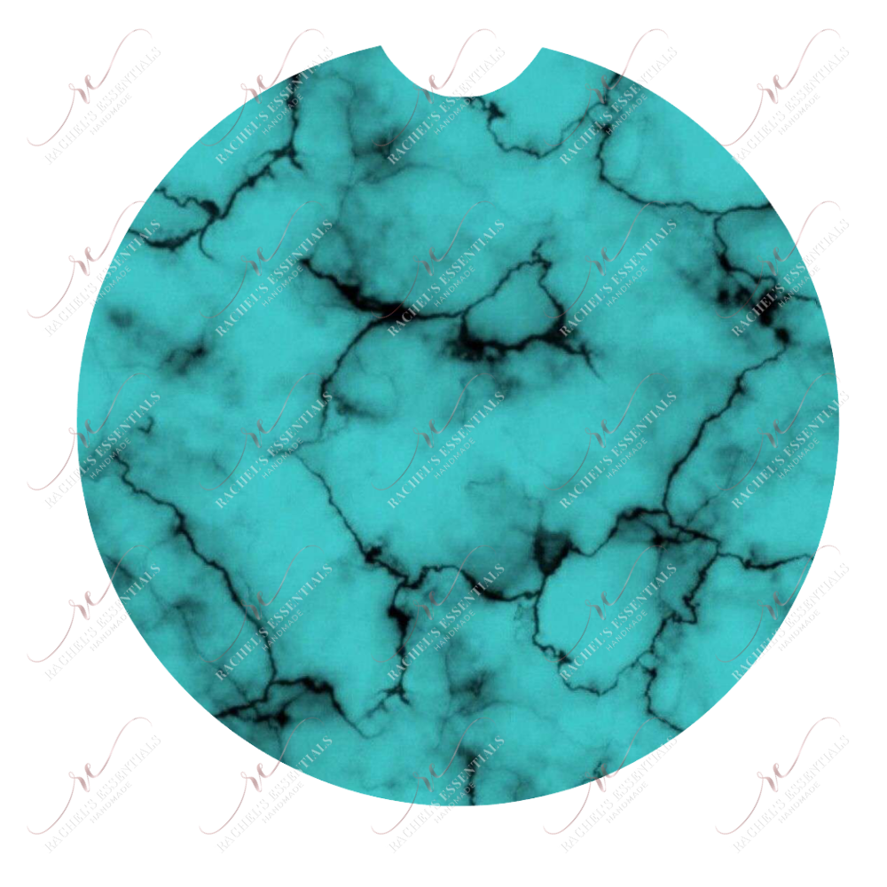 Black Teal Marble Car Coaster - Ready To Press Sublimation Transfer Print Sublimation
