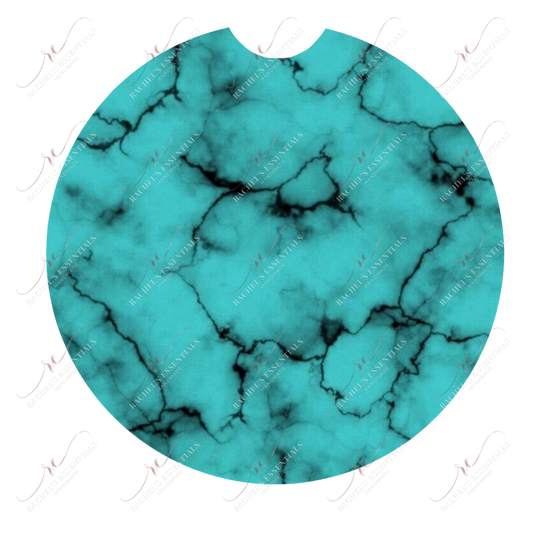 Black Teal Marble Car Coaster - Ready To Press Sublimation Transfer Print Sublimation
