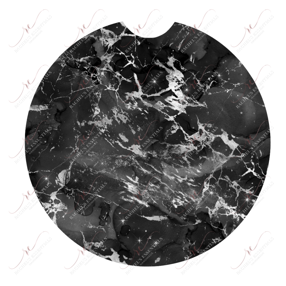 Black White Marble Car Coaster - Ready To Press Sublimation Transfer Print Sublimation