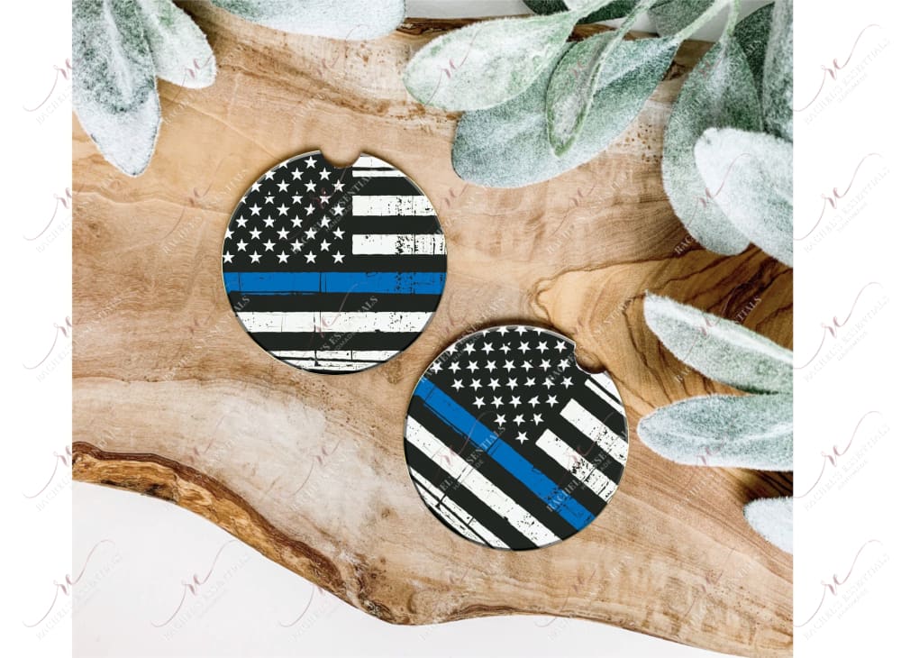 Blue Line Flag Police Car Coaster - Ready To Press Sublimation Transfer Print Sublimation
