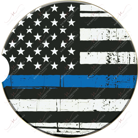 Blue Line Flag Police Car Coaster - Ready To Press Sublimation Transfer Print Sublimation