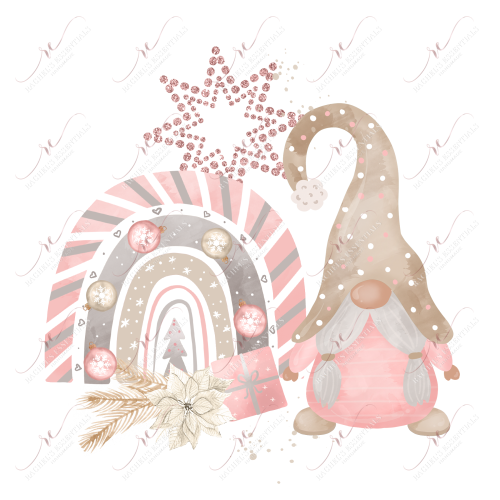 Christmas Gnome Rainbow Pastel - Ready To Press Sublimation Transfer Print Sublimation