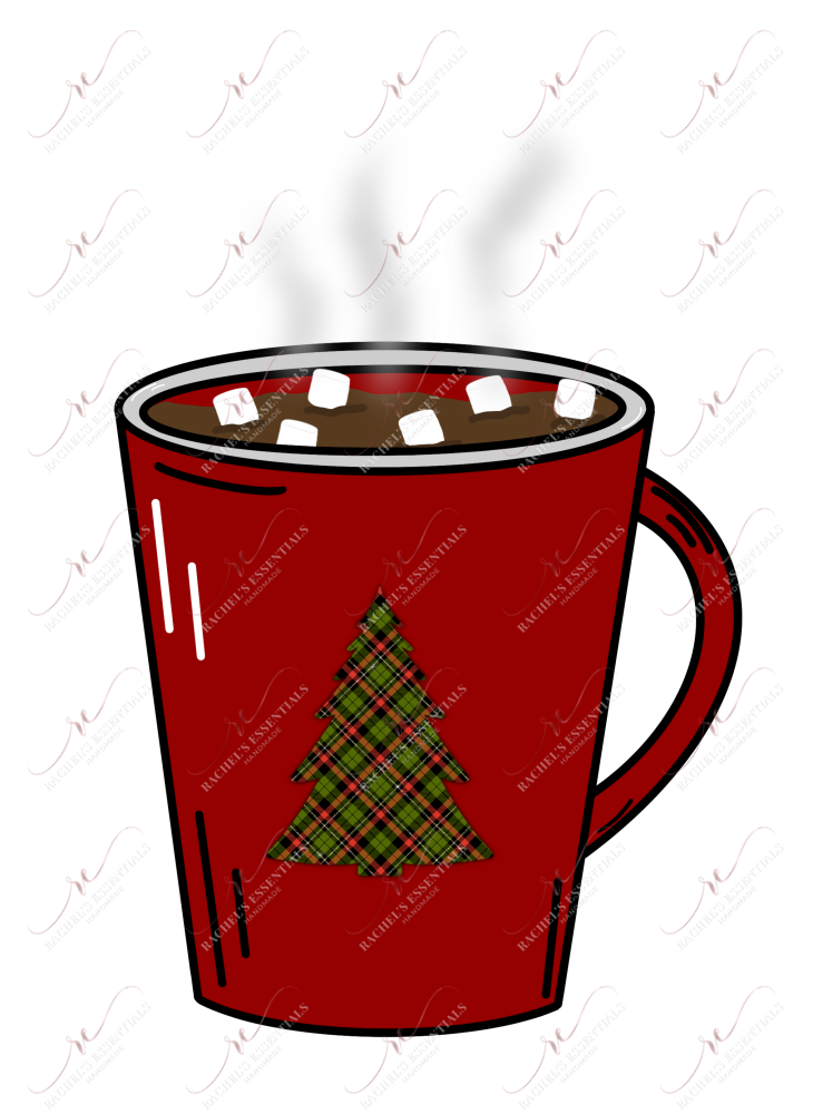 Christmas Tree Hot Cocoa Coffee Cup - Ready To Press Sublimation Transfer Print Sublimation