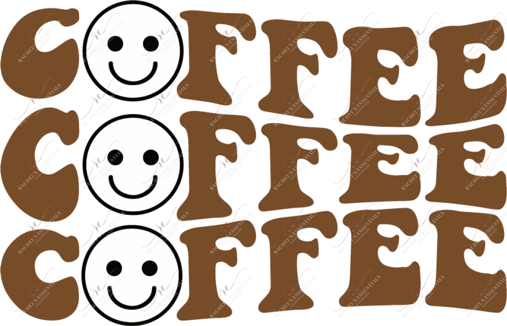 Coffee Repeat Happy Face - Ready To Press Sublimation Transfer Print Sublimation