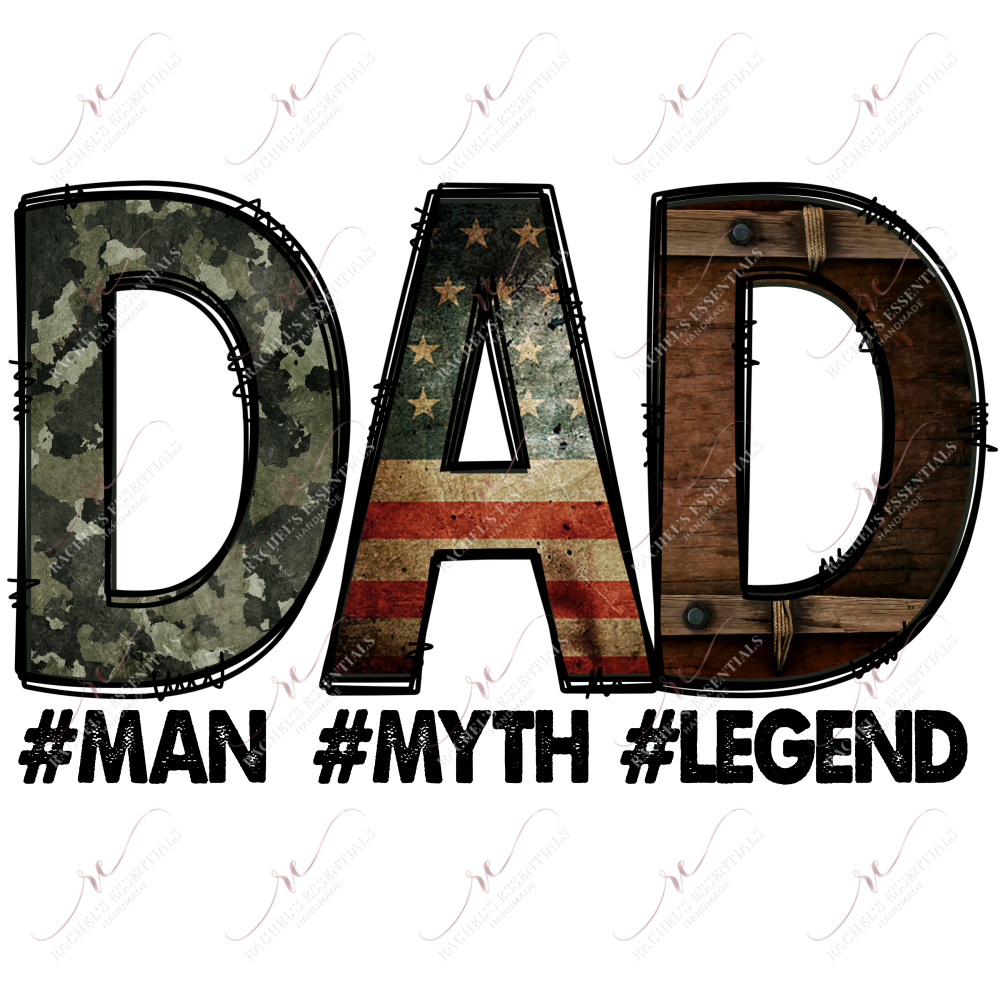 Dad Man Myth Legend - Ready To Press Sublimation Transfer Print Sublimation