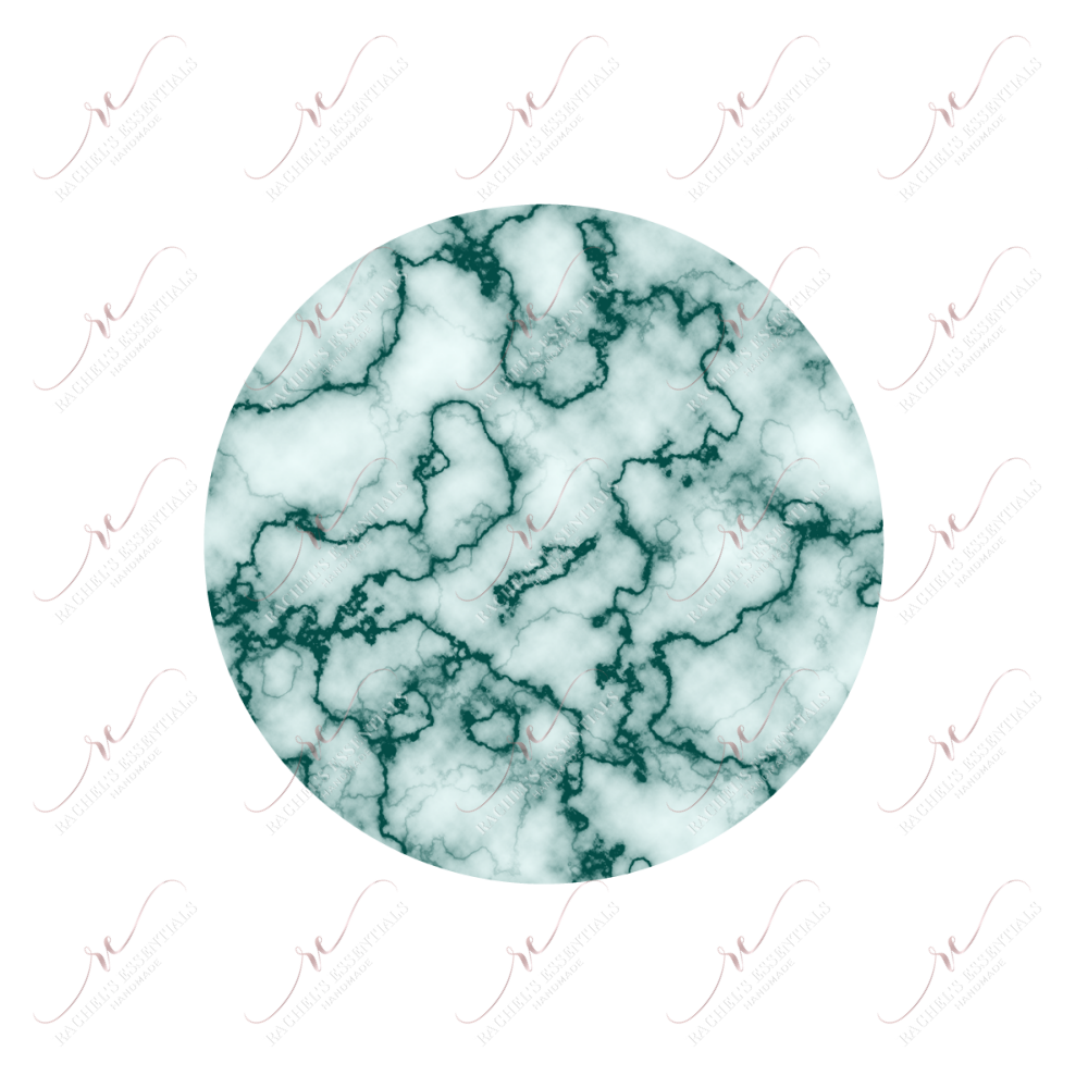 Deep Green And White Marble Car Coaster - Ready To Press Sublimation Transfer Print Sublimation