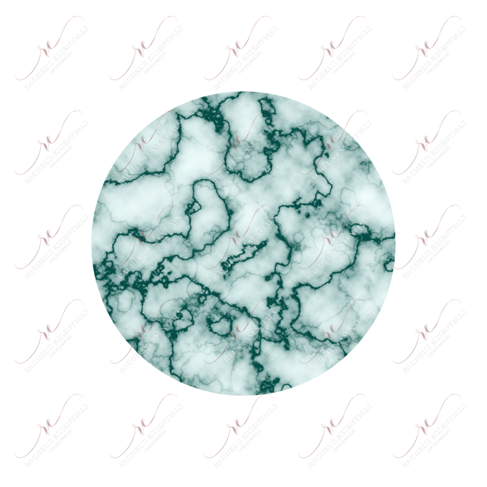 Deep Green And White Marble Car Coaster - Ready To Press Sublimation Transfer Print Sublimation