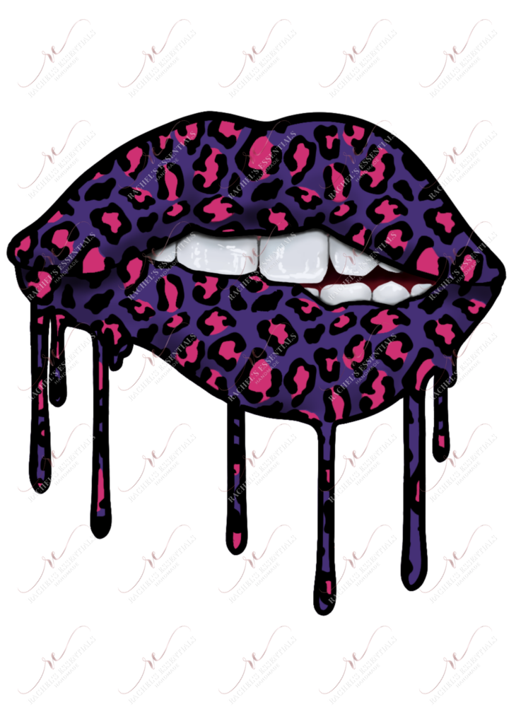Dripping Lips Mouth Pink And Purple- Ready To Press Sublimation Transfer Print Sublimation