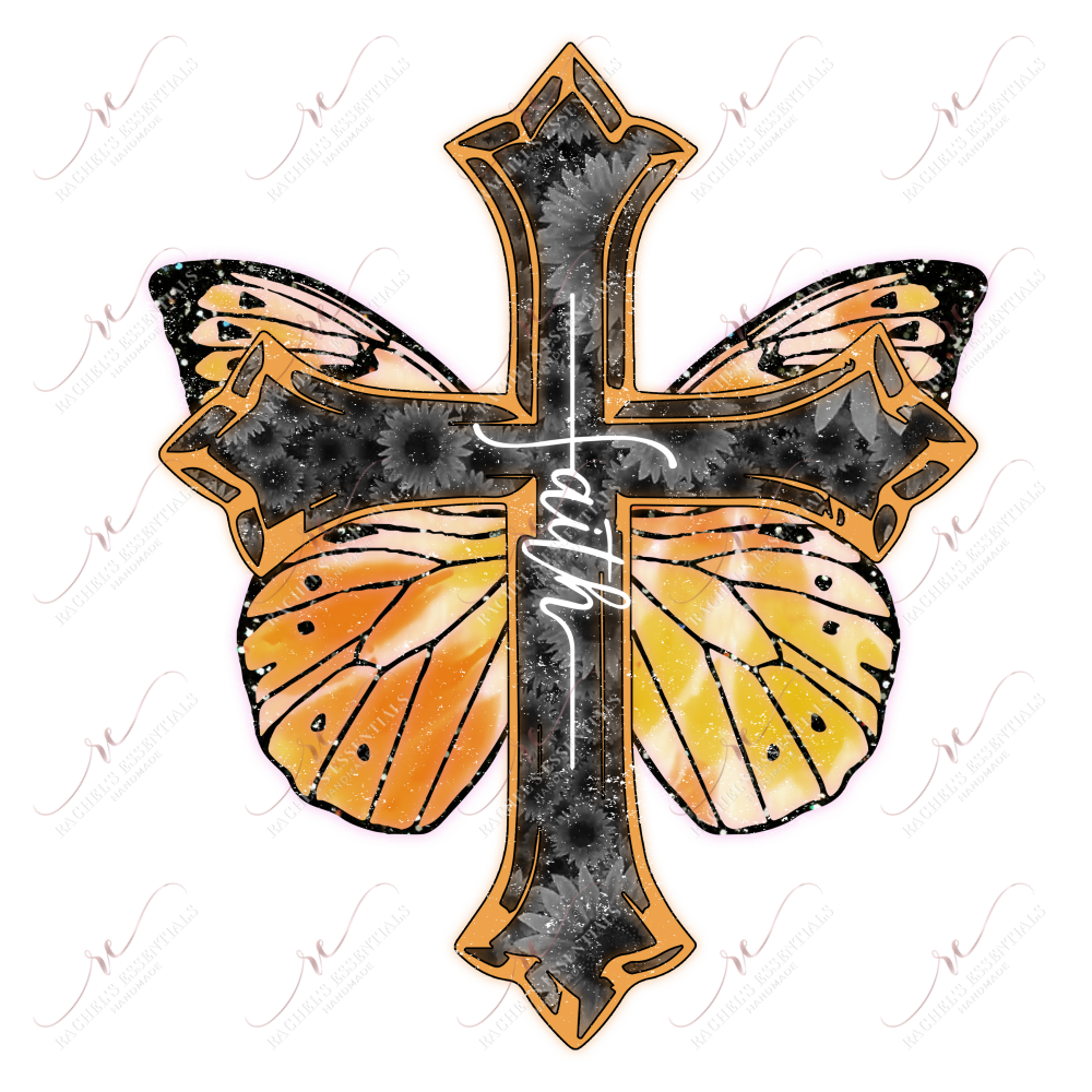 Faith Cross Butterfly - Htv Transfer