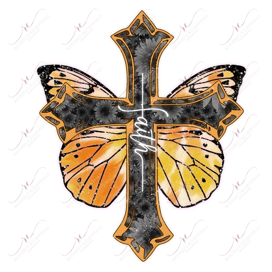 Faith Cross Butterfly - Ready To Press Sublimation Transfer Print Sublimation