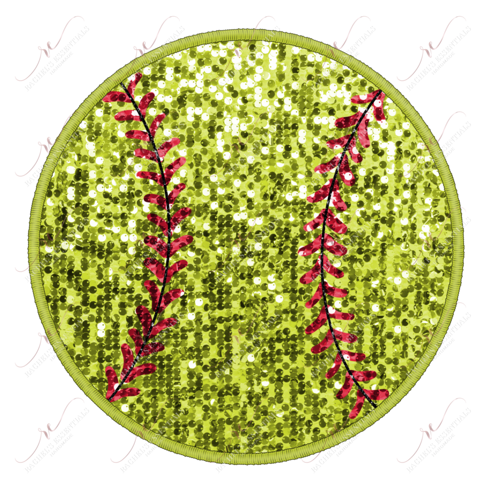 Faux Sequin Softball - Ready To Press Sublimation Transfer Print Sublimation