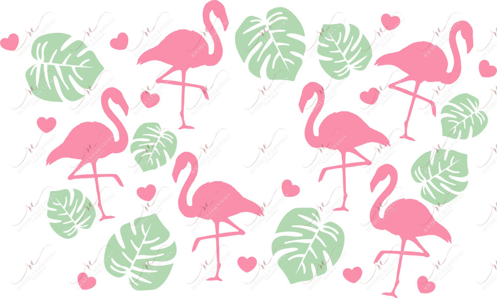 Flamingos And Leaves - Cold Cup Wrap