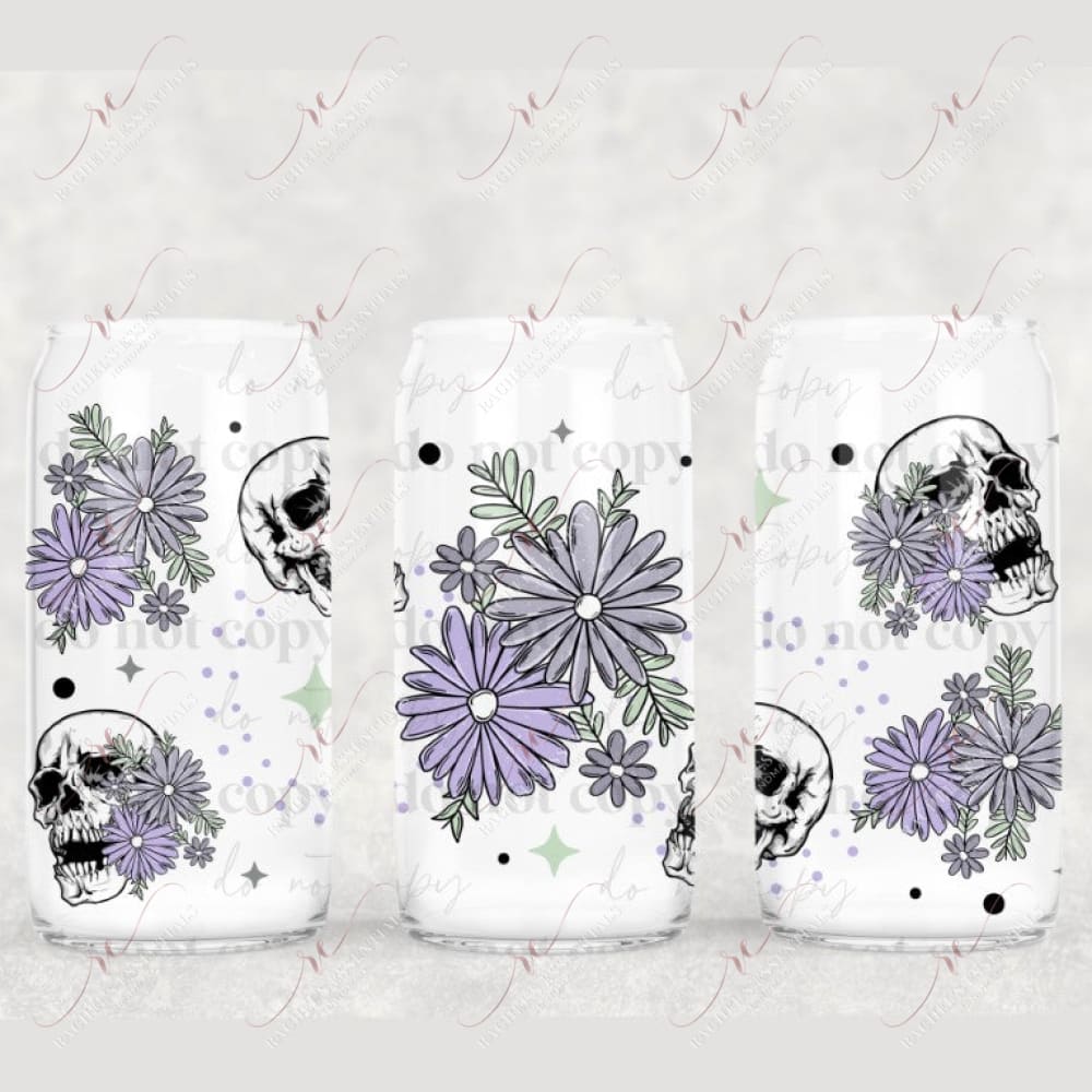 Floral Skellie - Libbey/Beer Can Glass Sublimation