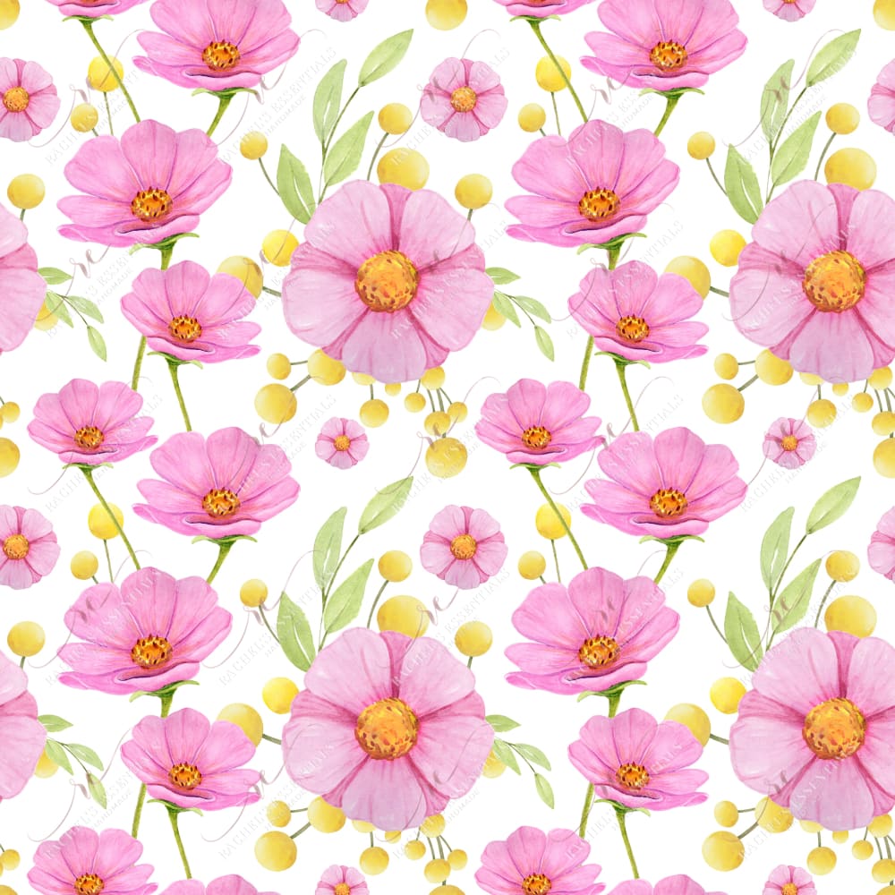 Flowers Pink - Ready To Press Sublimation Transfer Print Sublimation