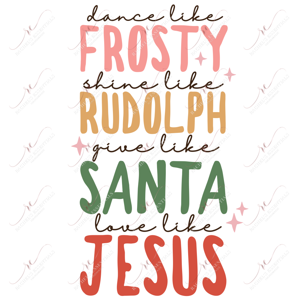 Frosty Rudolph Santa Jesus - Clear Cast Decal