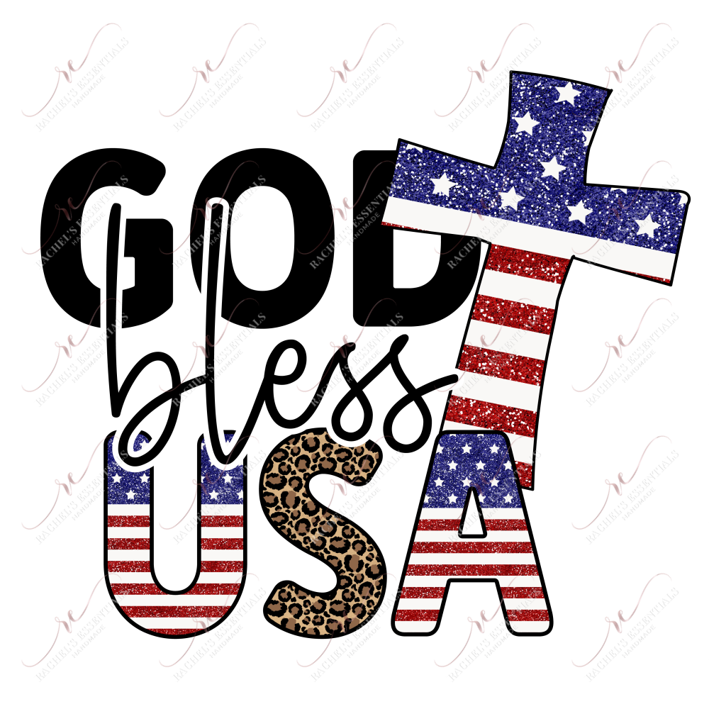 God Bless Usa Cross - Ready To Press Sublimation Transfer Print Sublimation
