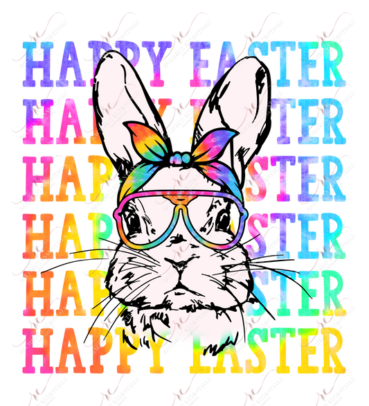 Happy Easter Colorful Bunny - Ready To Press Sublimation Transfer Print Sublimation