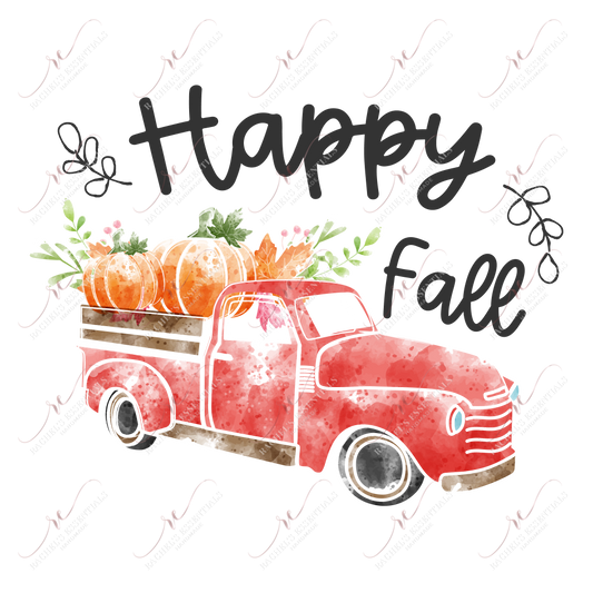 Sublimation 1.99 Happy fall red truck  - ready to press sublimation transfer print freeshipping - Rachel's Essentials