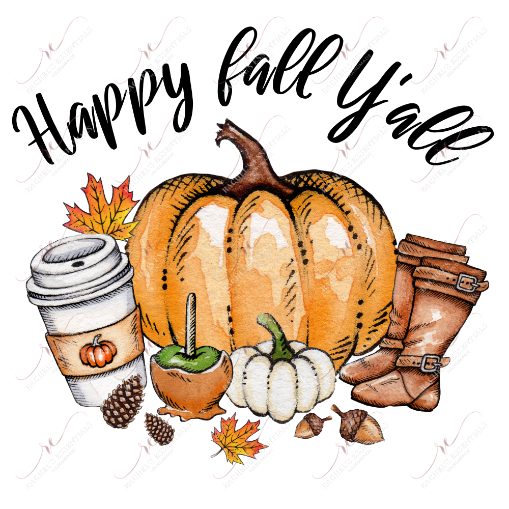 Happy Fall Yall - Ready To Press Sublimation Transfer Print Sublimation