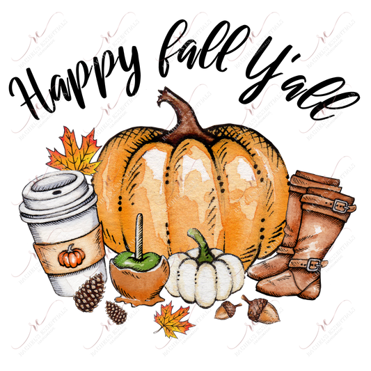Happy Fall Yall - Ready To Press Sublimation Transfer Print Sublimation