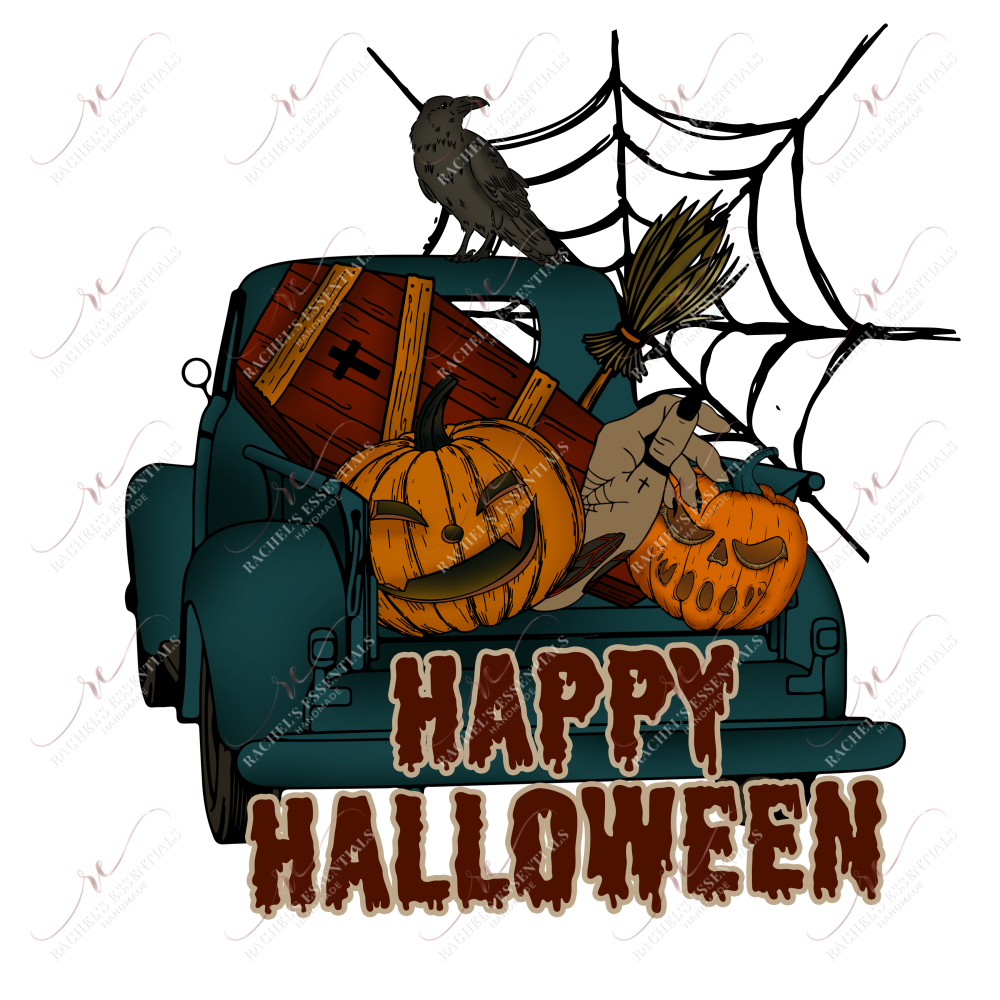 Happy Halloween Truck - Ready To Press Sublimation Transfer Print Sublimation