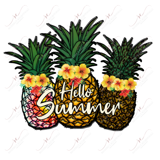 Hello Summer Pineapples - Ready To Press Sublimation Transfer Print Sublimation