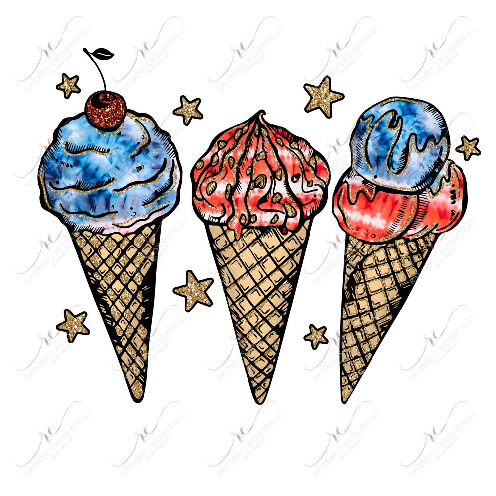 Ice Cream Comes Red White Blue - Clear Cast Decal