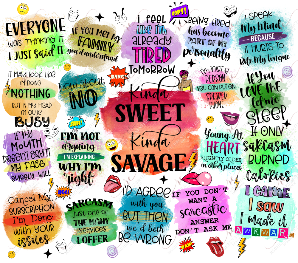 Kinda Sweet Kinda Savage - Ready To Press Sublimation Transfer Print Sublimation