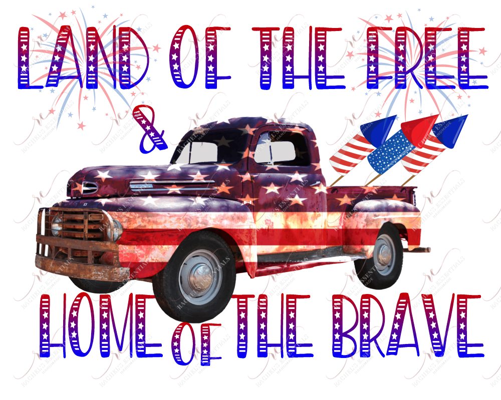 Land Of The Free Home Brave - Ready To Press Sublimation Transfer Print Sublimation