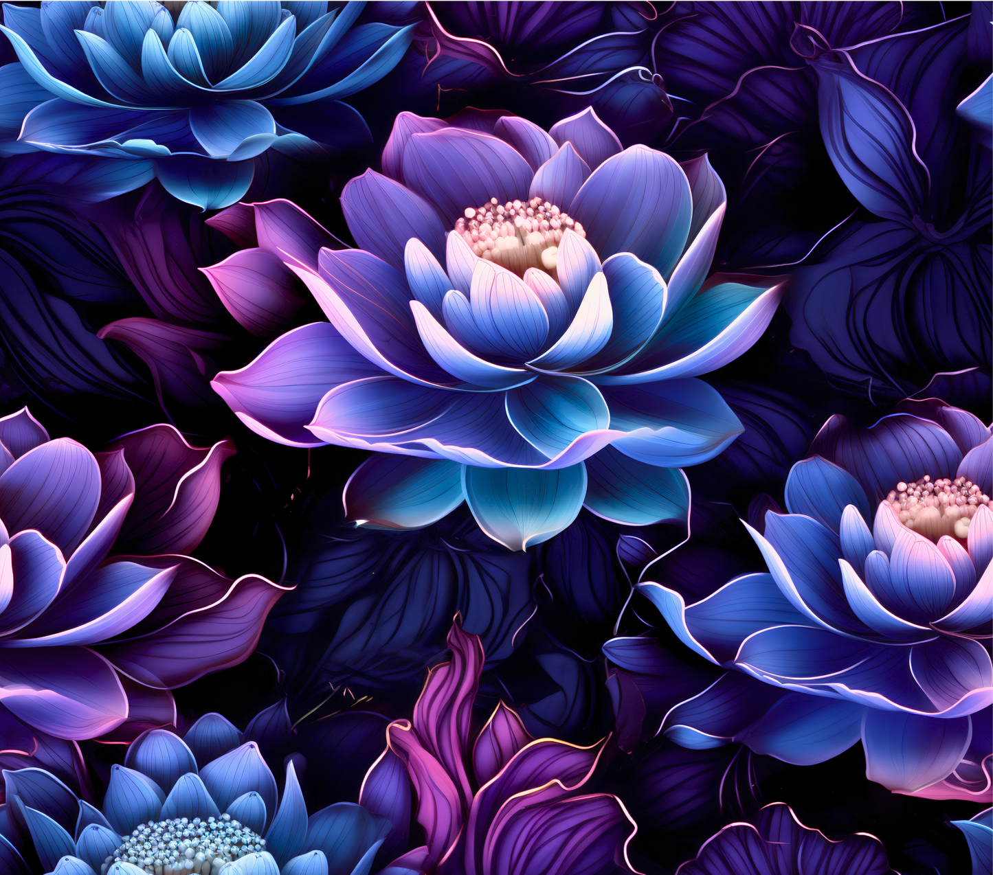 Lotus purple blue - vinyl wrap seamless