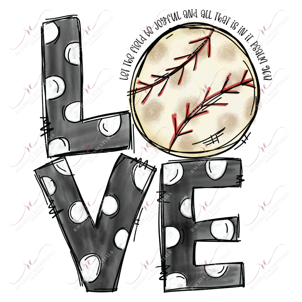 Love Baseball - Ready To Press Sublimation Transfer Print Sublimation