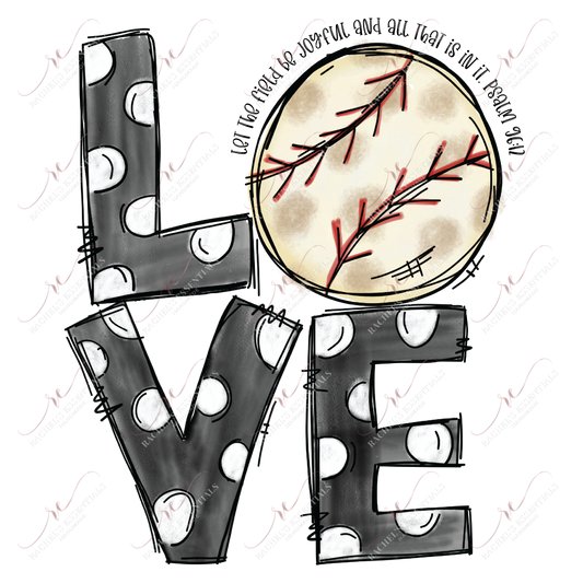 Love Baseball - Ready To Press Sublimation Transfer Print Sublimation