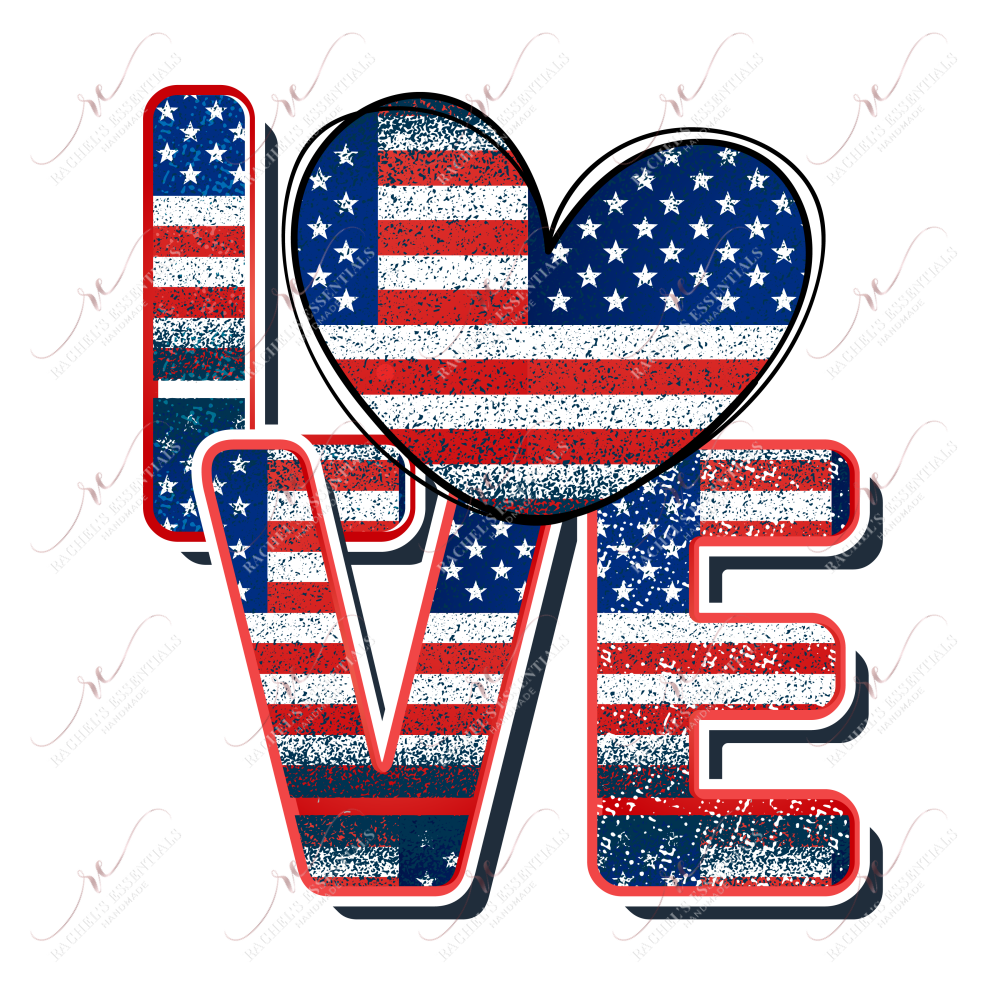 Love Red White Blue - Ready To Press Sublimation Transfer Print Sublimation