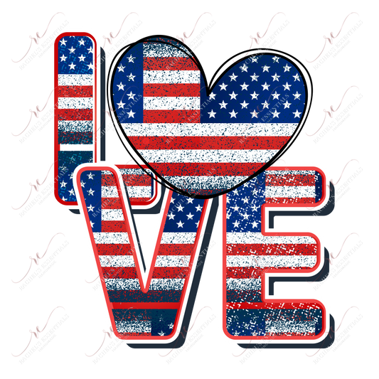 Love Red White Blue - Ready To Press Sublimation Transfer Print Sublimation