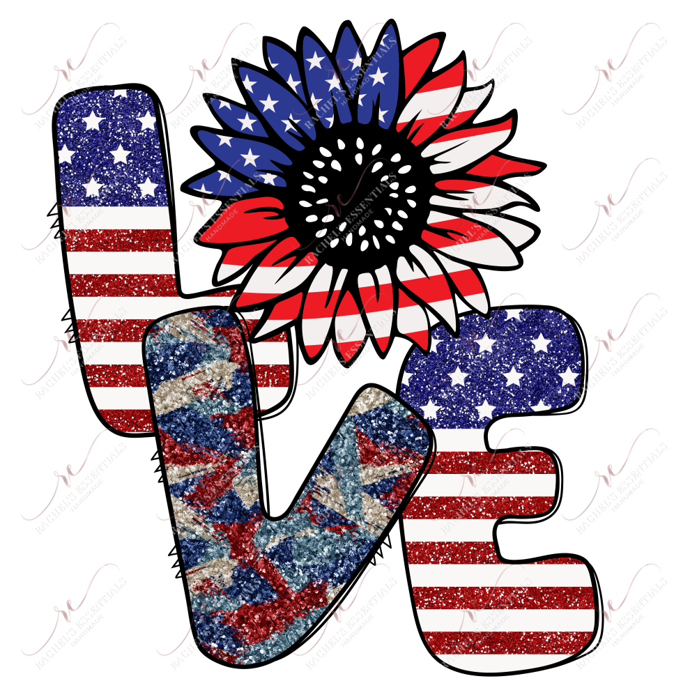 Love Red White Blue - Ready To Press Sublimation Transfer Print Sublimation