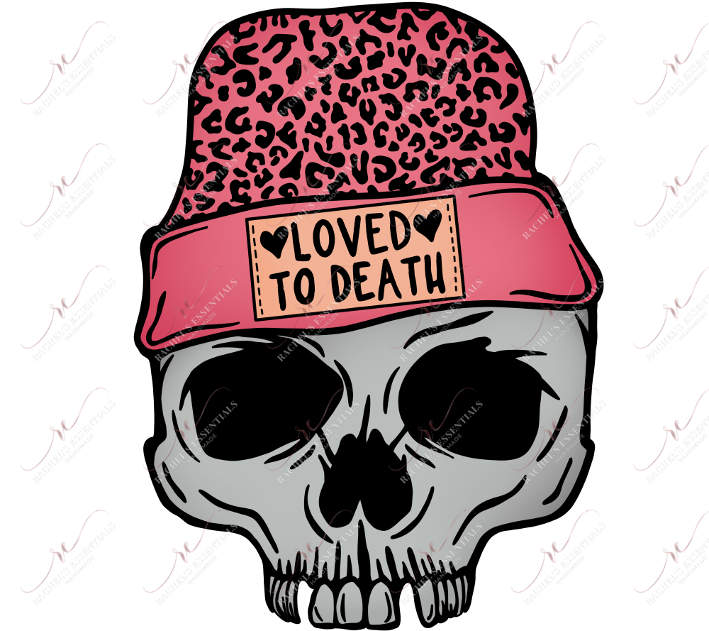 Loved To Death Skull Leopard - Clear Cast Decal