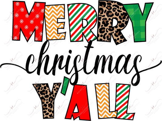 Merry Christmas Yall - Clear Cast Decal