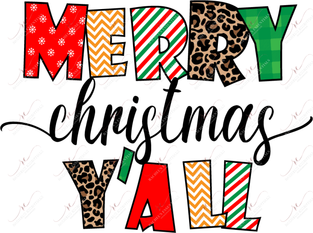 Merry Christmas Yall - Ready To Press Sublimation Transfer Print Sublimation