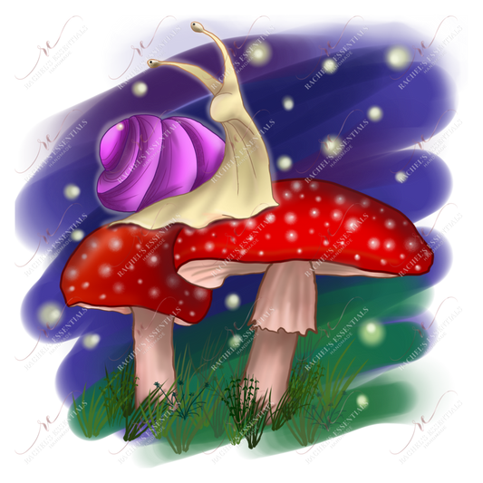 Mushroom And Snail - Ready To Press Sublimation Transfer Print Sublimation