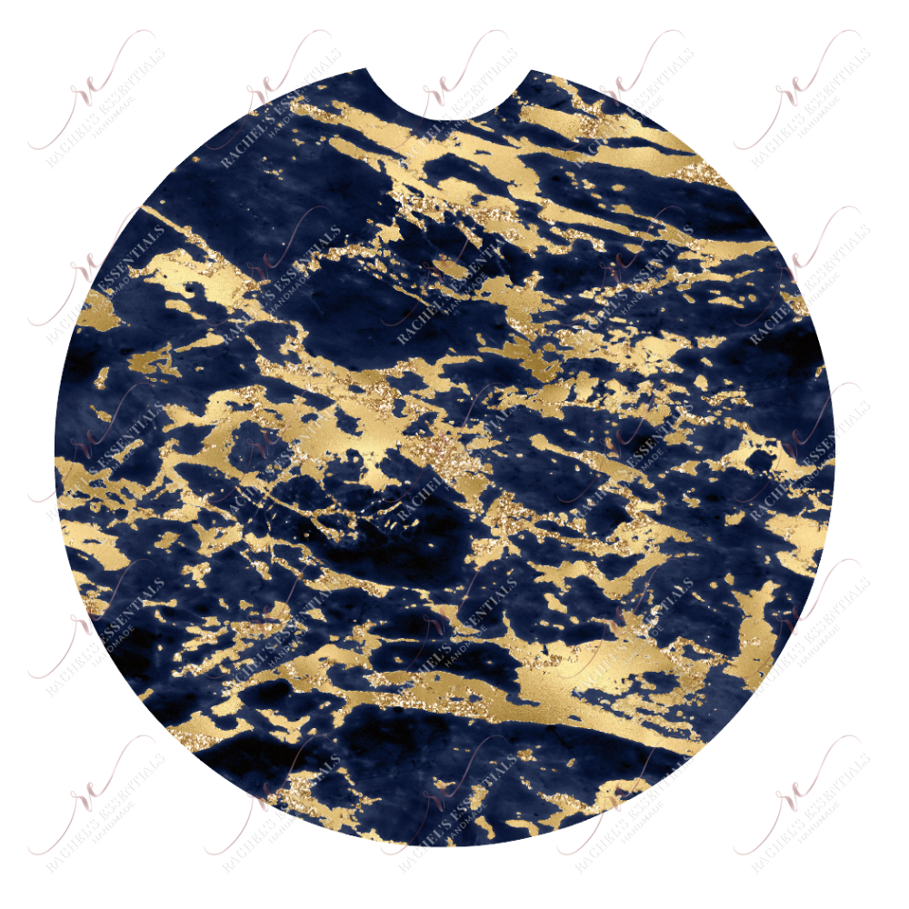 Navy Blue And Gold Marble Car Coaster - Ready To Press Sublimation Transfer Print Sublimation