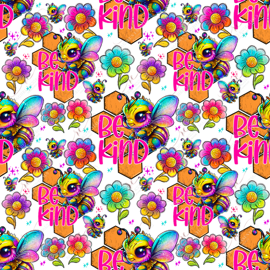 Neon Be Kind - Ready To Press Sublimation Transfer Print Seamless 2/24 Sublimation