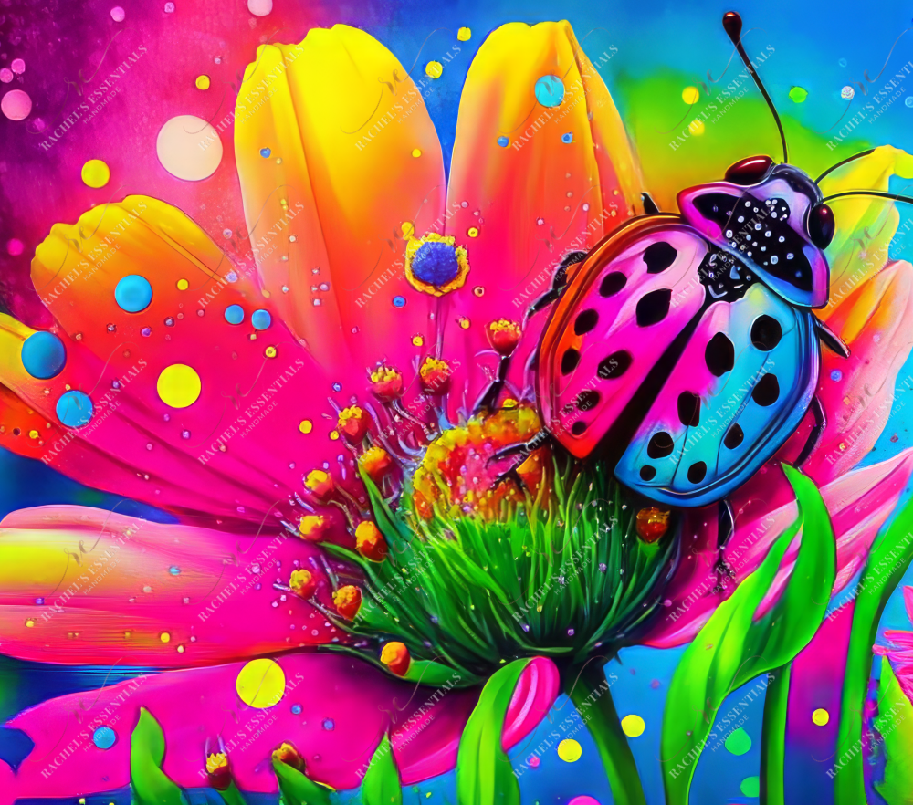 Neon Flower And Bug- Clear Cast Decal