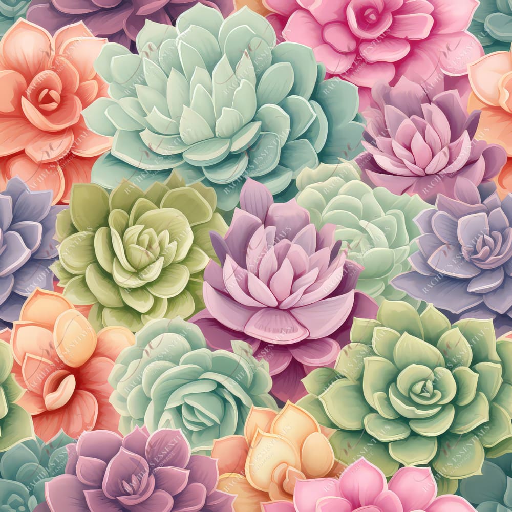 Pastel Succulent 12 - Ready To Press Sublimation Transfer Print Seamless Sublimation
