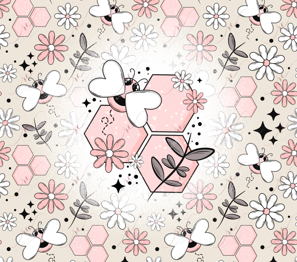 Pink Bees - Ready To Press Sublimation Transfer Print 4/24 Sublimation